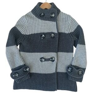 Banana Republic Sweater Women's Small Double Breasted Stripe Cotton‎ Wool Gray